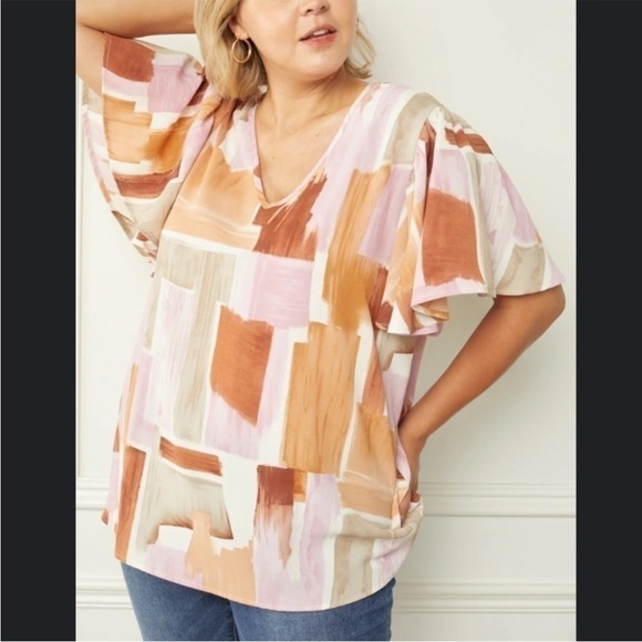 entro Tops - Entro Violet Skye Flutter Sleeve Blouse